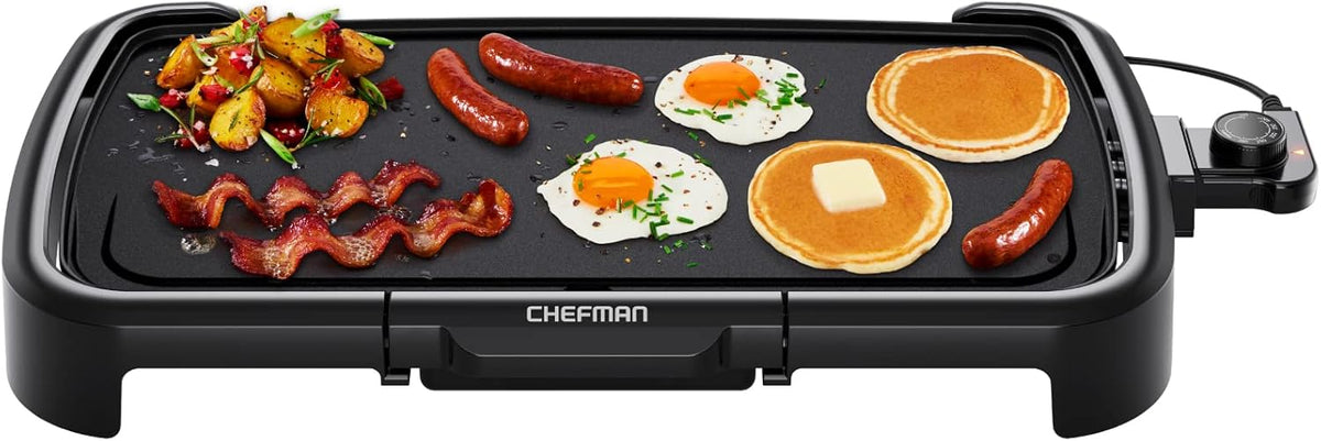 Chefman XL Nonstick Electric Griddle – 10"×20" Surface, 200–420°F, Dishwasher Safe, 1500W