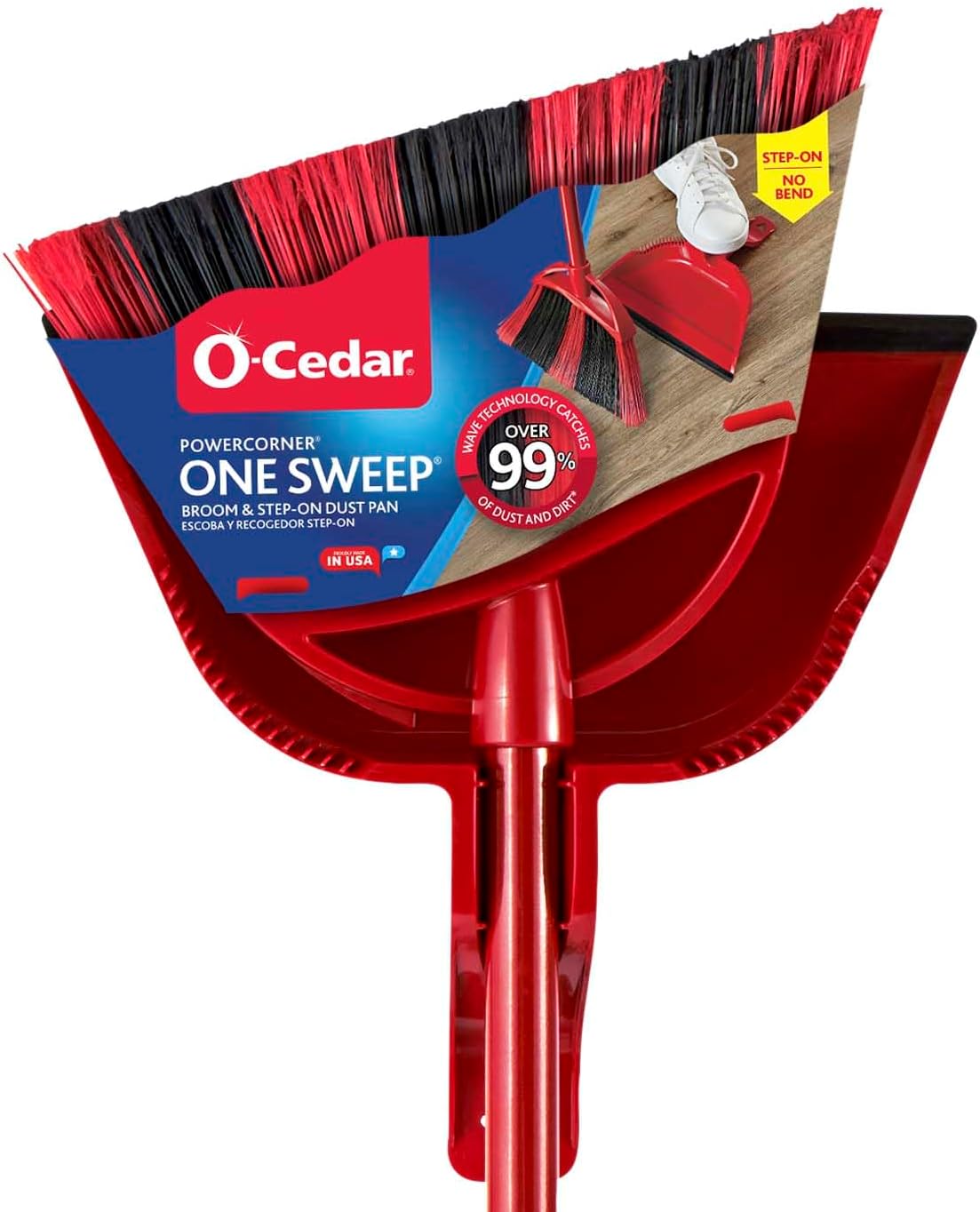 O-Cedar Sweep & Trap Broom with Step-On Dustpan – Wave Bristles Trap 99% of Dust & Dirt