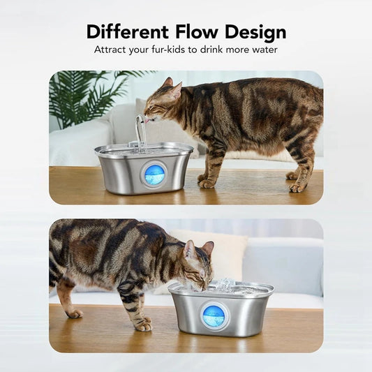 3.2L Cat Water Fountain With Water Level Window,Stainless Steel Automatic Pet Water Fountain,Dog Water Dispenser Durable USB