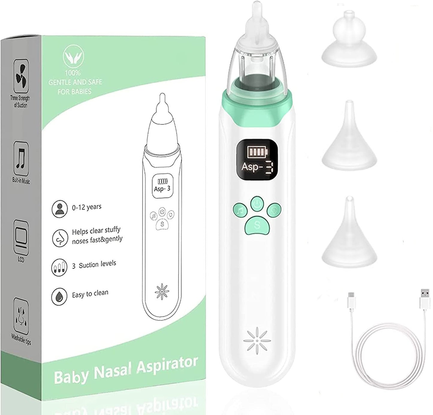 Electric Baby Nasal Aspirator – Rechargeable Portable Nose Cleaner for Infants & Toddlers