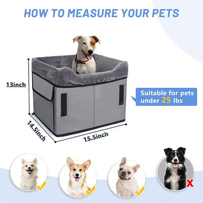 Portable Dog Car Seat Mat for Small Dogs – Waterproof Dirt-Proof Pet Car Seat Cover with Elevated Booster Cushion for Travel
