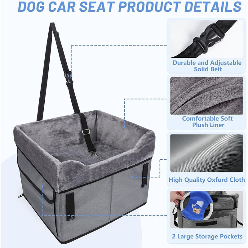 Portable Dog Car Seat Mat for Small Dogs – Waterproof Dirt-Proof Pet Car Seat Cover with Elevated Booster Cushion for Travel