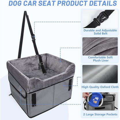 Portable Dog Car Seat Mat for Small Dogs – Waterproof Dirt-Proof Pet Car Seat Cover with Elevated Booster Cushion for Travel