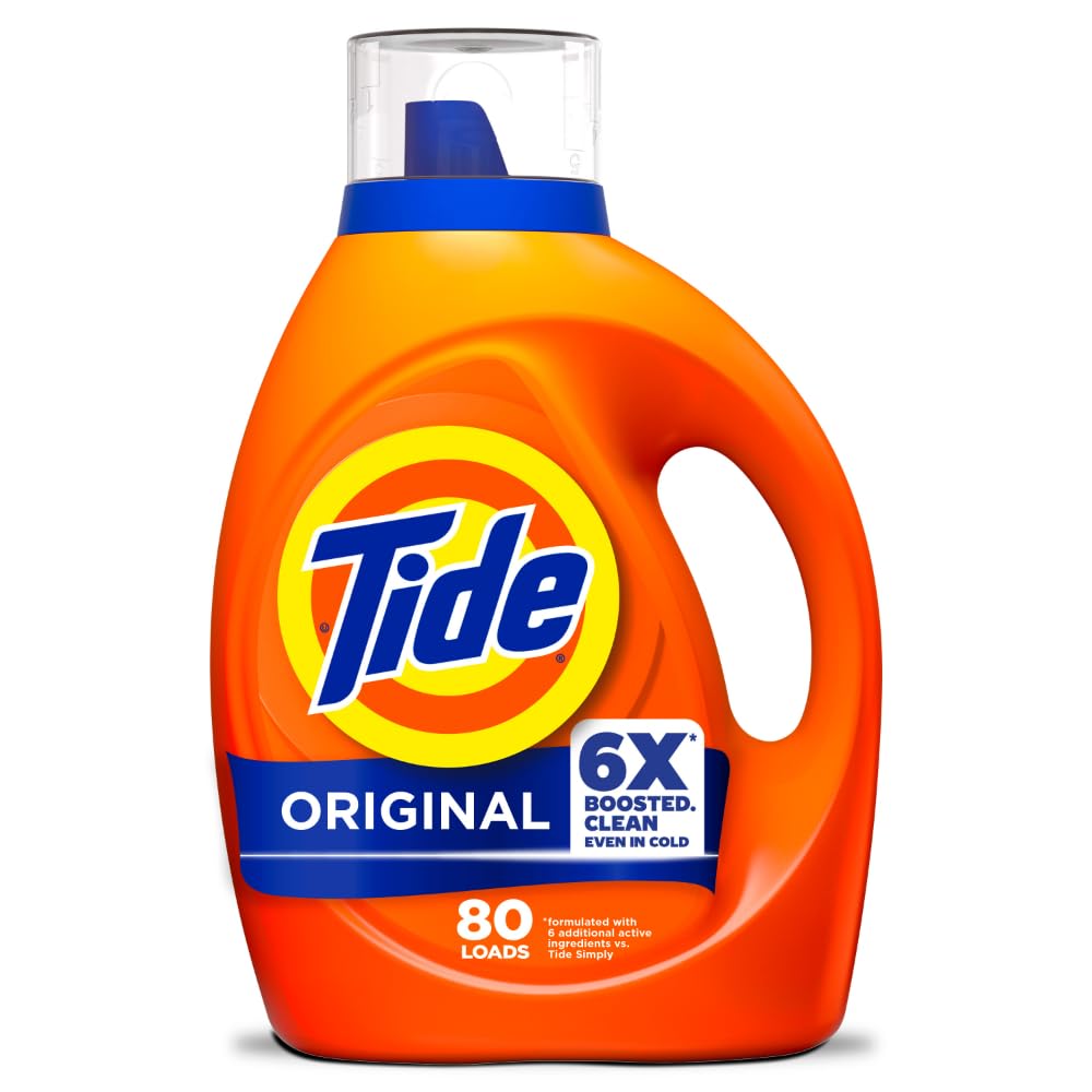 Tide Original Scent Liquid Laundry Detergent – 6X Cleaning Boost, 4X Cleaner, Fights 100% of Stains
