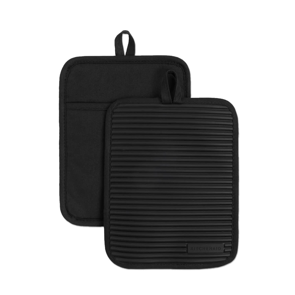 KitchenAid Ribbed Soft Silicone Pot Holder Set of 2 – Heat Resistant to 500°F, Waterproof, 7"×9"