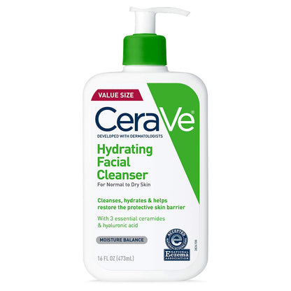 CeraVe Hydrating Facial Cleanser – Gentle Daily Face Wash with Ceramides & Hyaluronic Acid