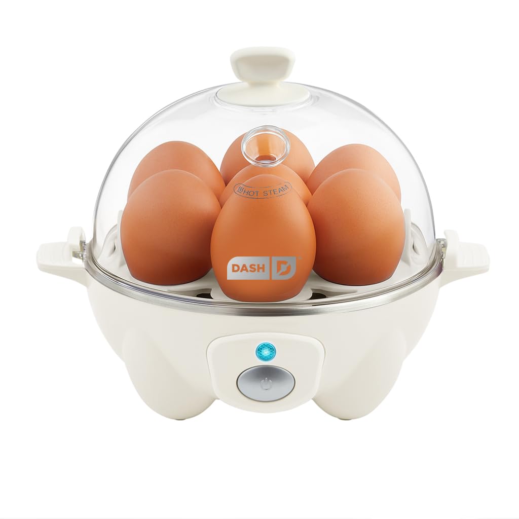 DASH Electric Rapid Egg Cooker – 6-Egg Capacity, Auto Shut-Off, Hard Boiled, Poached & Scrambled