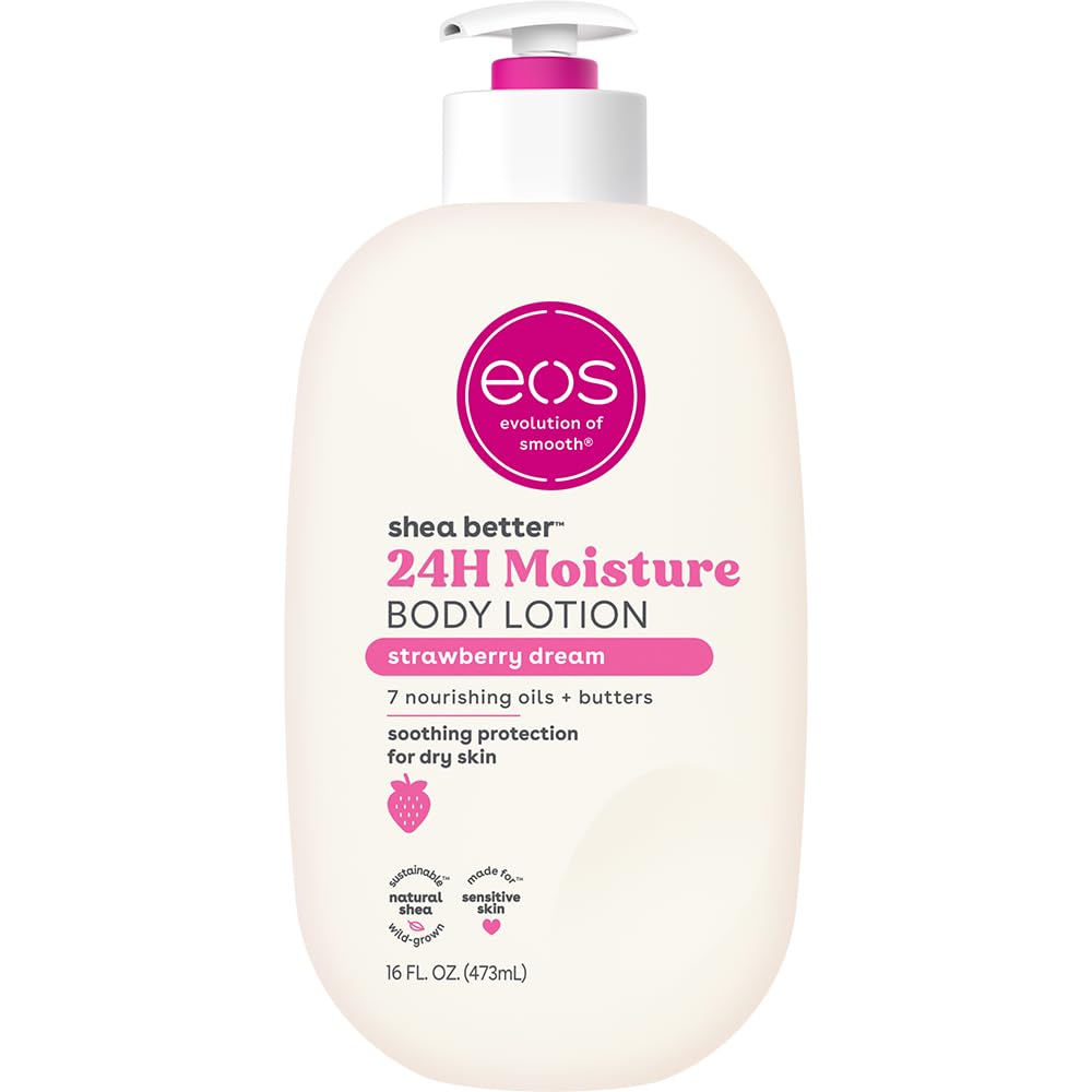 eos Shea Better Body Lotion – Vanilla Cashmere, 24-Hour Moisture, Non-Greasy, 16 fl oz