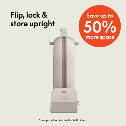 BELLA Flip & Store Belgian Waffle Maker – 1000W, Ceramic Nonstick, Compact Upright Storage