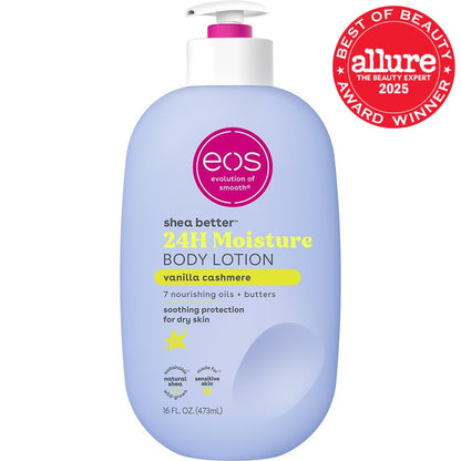 eos Shea Better Body Lotion – Vanilla Cashmere, 24-Hour Moisture, Non-Greasy, 16 fl oz