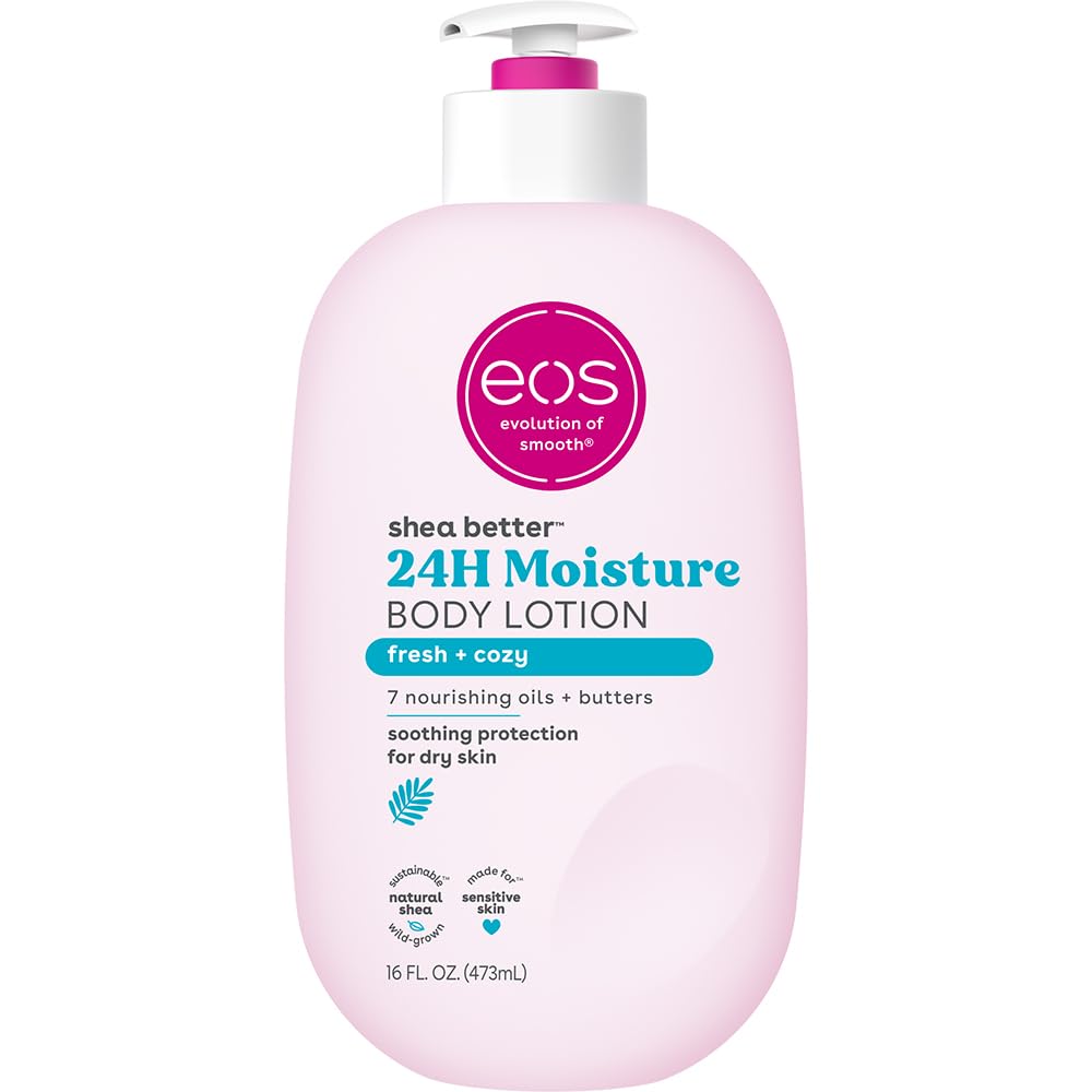 eos Shea Better Body Lotion – Vanilla Cashmere, 24-Hour Moisture, Non-Greasy, 16 fl oz