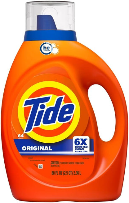 Tide Original Scent Liquid Laundry Detergent – 6X Cleaning Boost, 4X Cleaner, Fights 100% of Stains