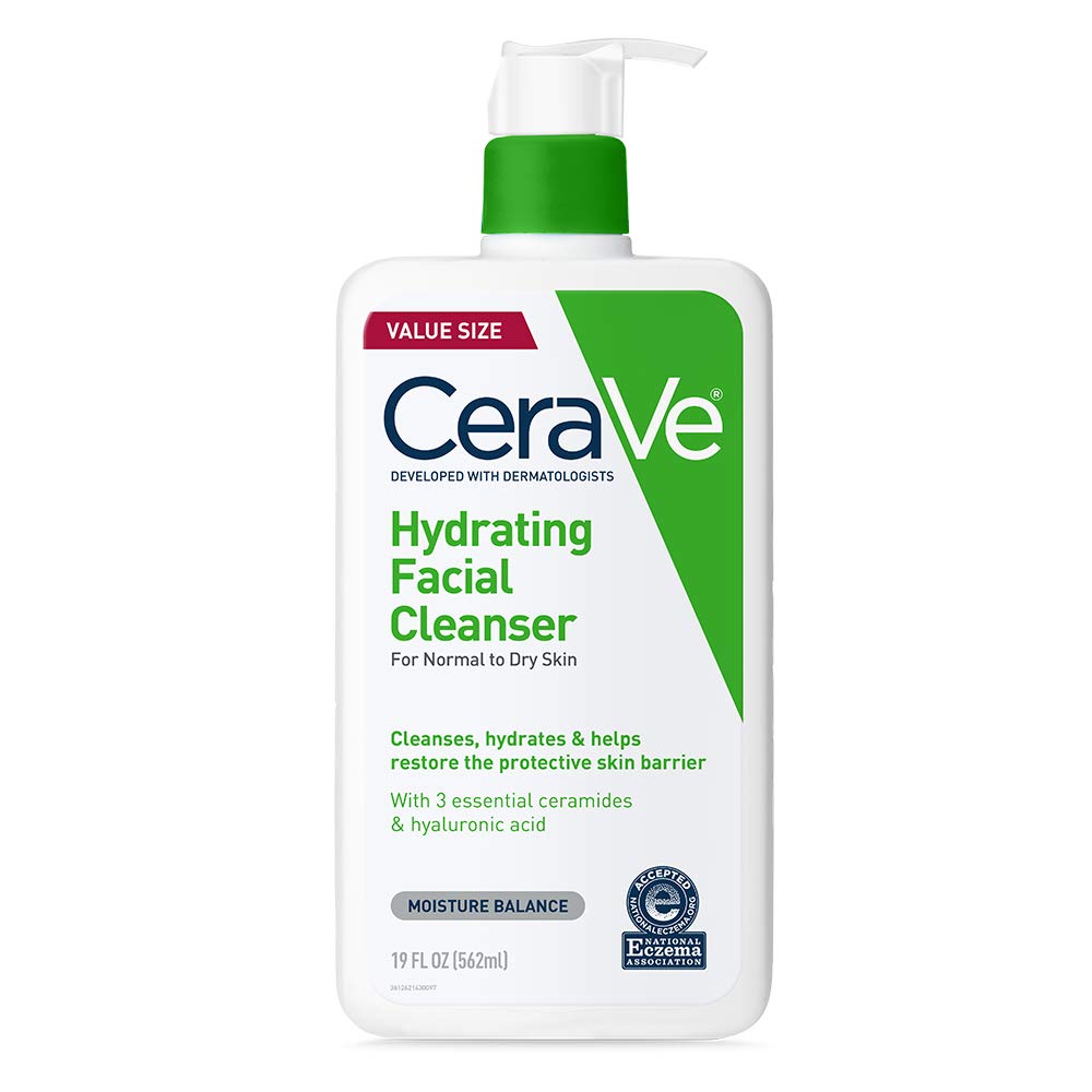 CeraVe Hydrating Facial Cleanser – Gentle Daily Face Wash with Ceramides & Hyaluronic Acid