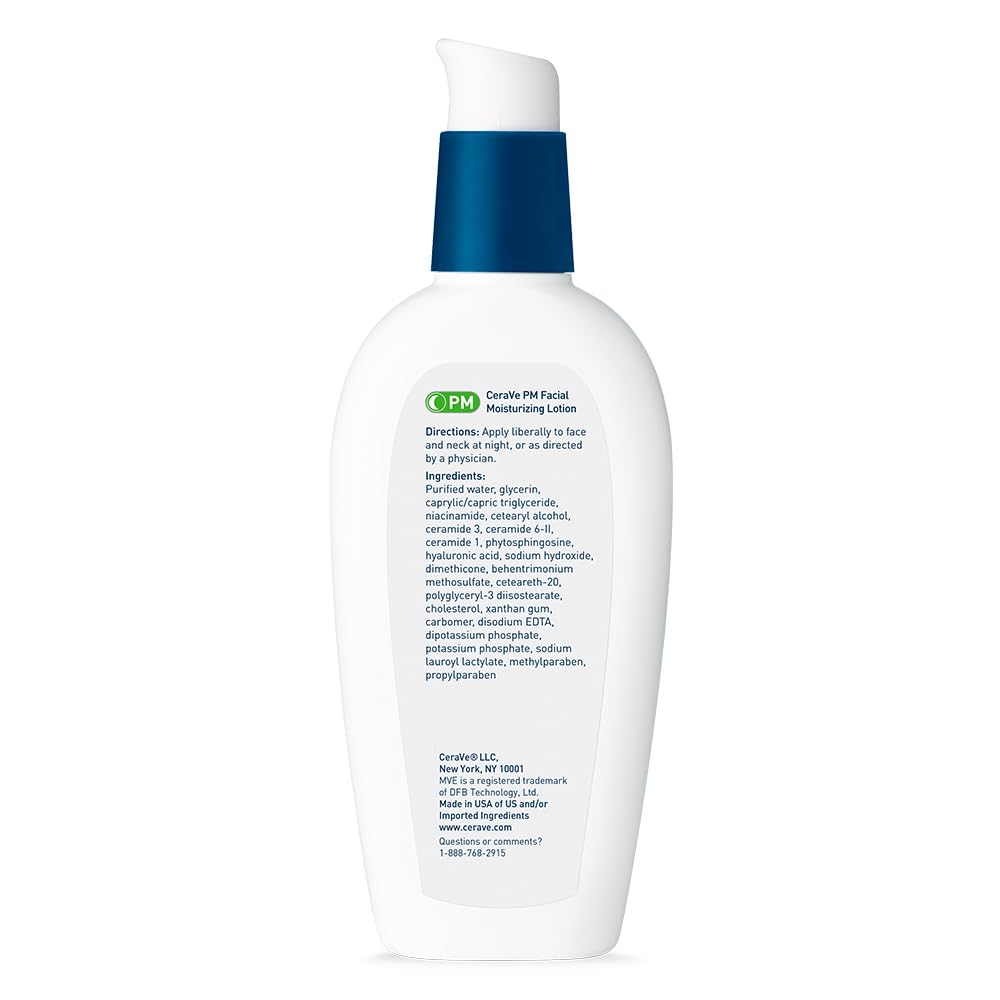CeraVe PM Facial Moisturizing Lotion – Oil-Free Night Lotion with Ceramides & Niacinamide