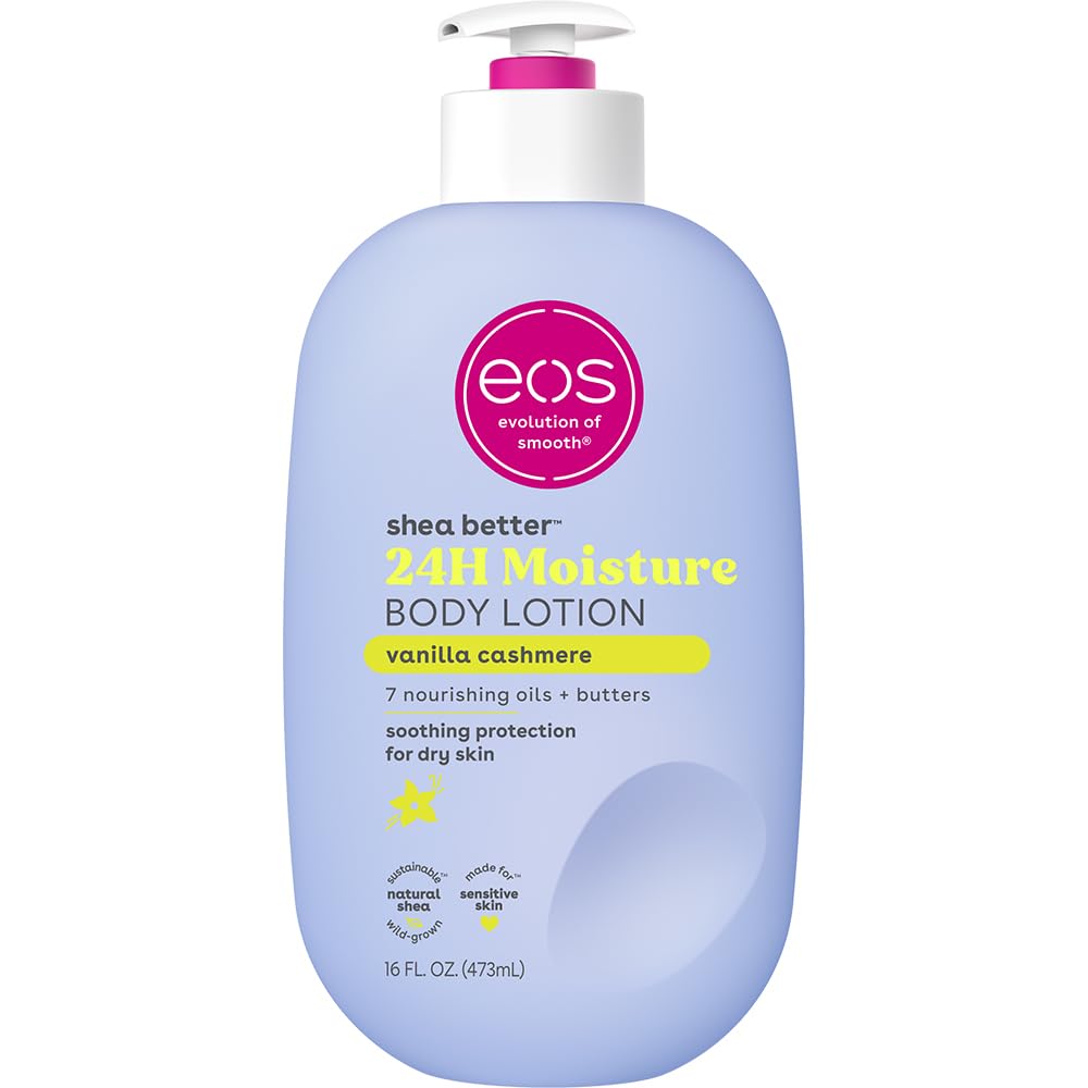 eos Shea Better Body Lotion – Vanilla Cashmere, 24-Hour Moisture, Non-Greasy, 16 fl oz
