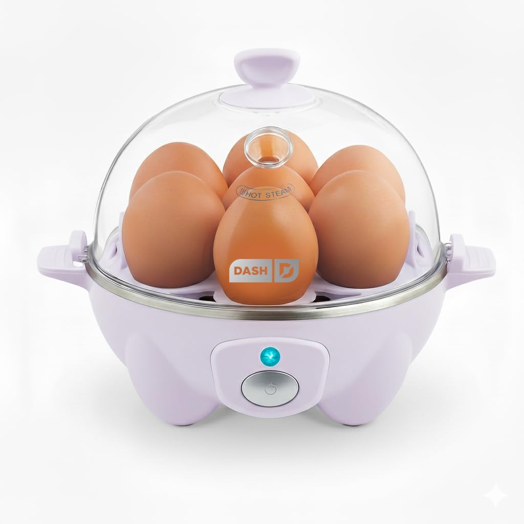 DASH Electric Rapid Egg Cooker – 6-Egg Capacity, Auto Shut-Off, Hard Boiled, Poached & Scrambled