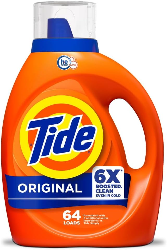 Tide Original Scent Liquid Laundry Detergent – 6X Cleaning Boost, 4X Cleaner, Fights 100% of Stains