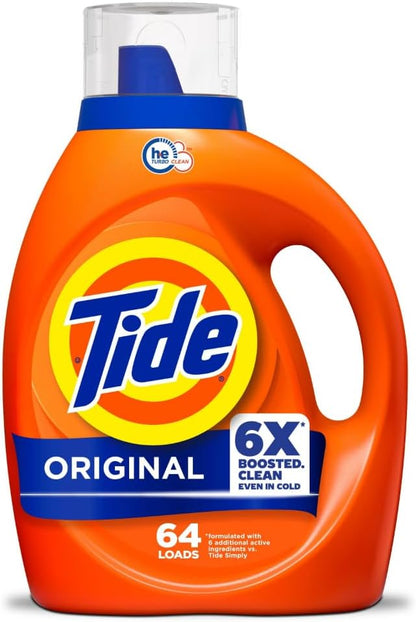 Tide Original Scent Liquid Laundry Detergent – 6X Cleaning Boost, 4X Cleaner, Fights 100% of Stains