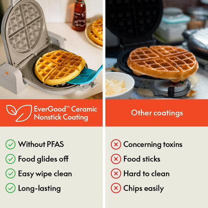 BELLA Flip & Store Belgian Waffle Maker – 1000W, Ceramic Nonstick, Compact Upright Storage