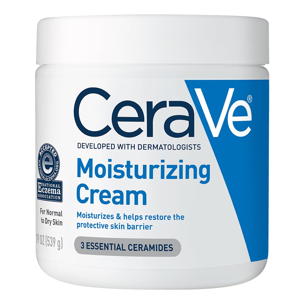 CeraVe Moisturizing Cream – 24-Hour Hydration with Ceramides & Hyaluronic Acid, Fragrance-Free, 19 fl oz