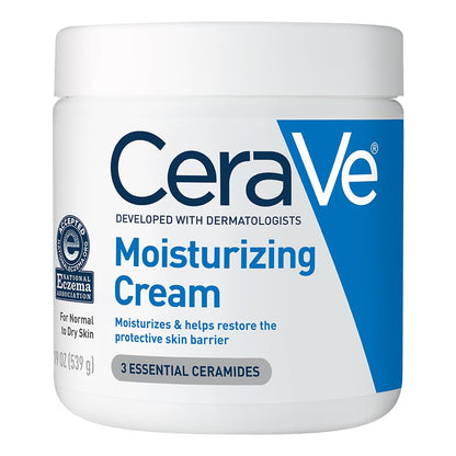 CeraVe Moisturizing Cream – 24-Hour Hydration with Ceramides & Hyaluronic Acid, Fragrance-Free, 19 fl oz