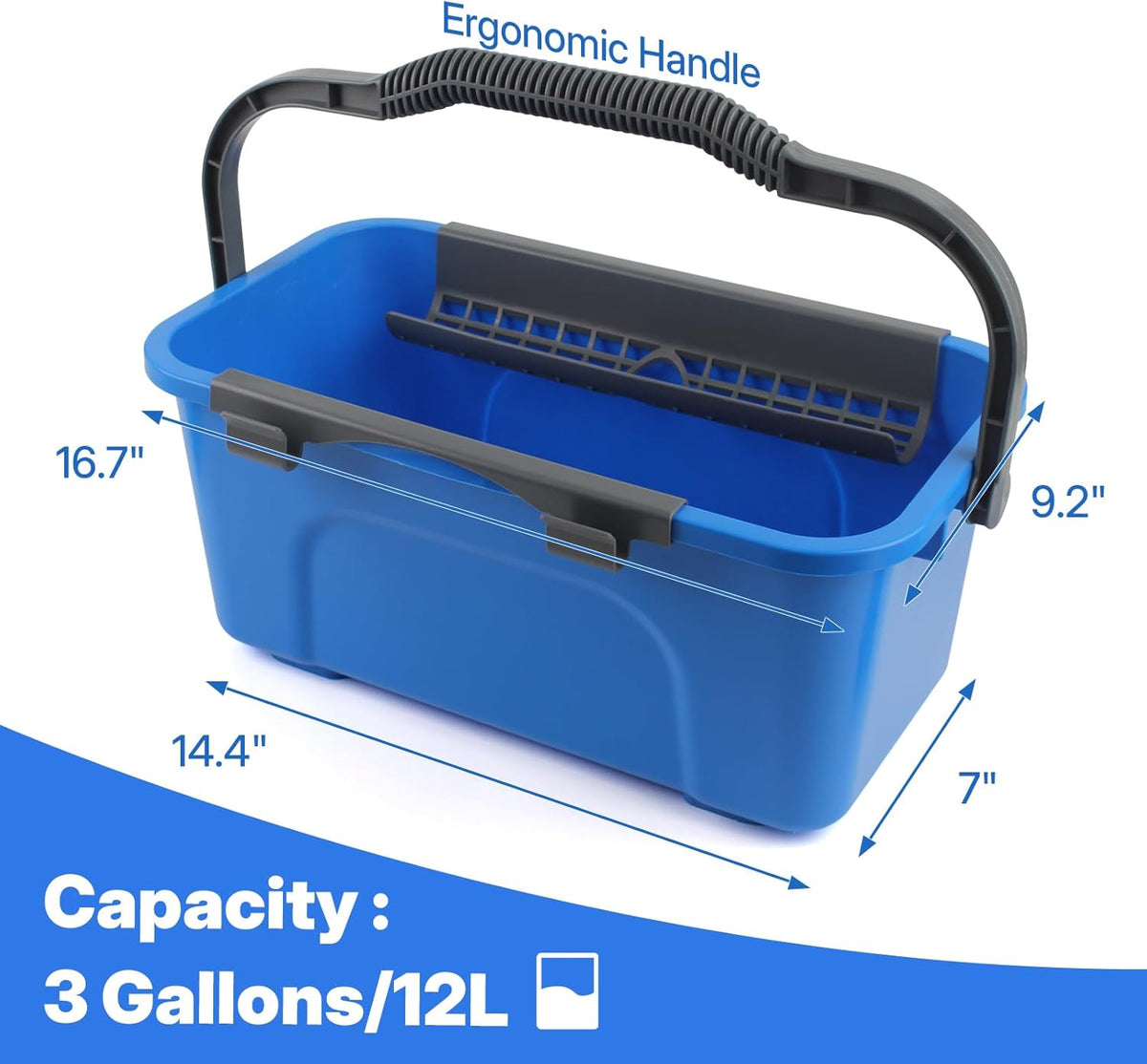 Window Cleaning Kit with 3-Gallon Bucket – 14" Squeegee, 15" Scrubber, 61" Extension Handle & Microfiber Cloth