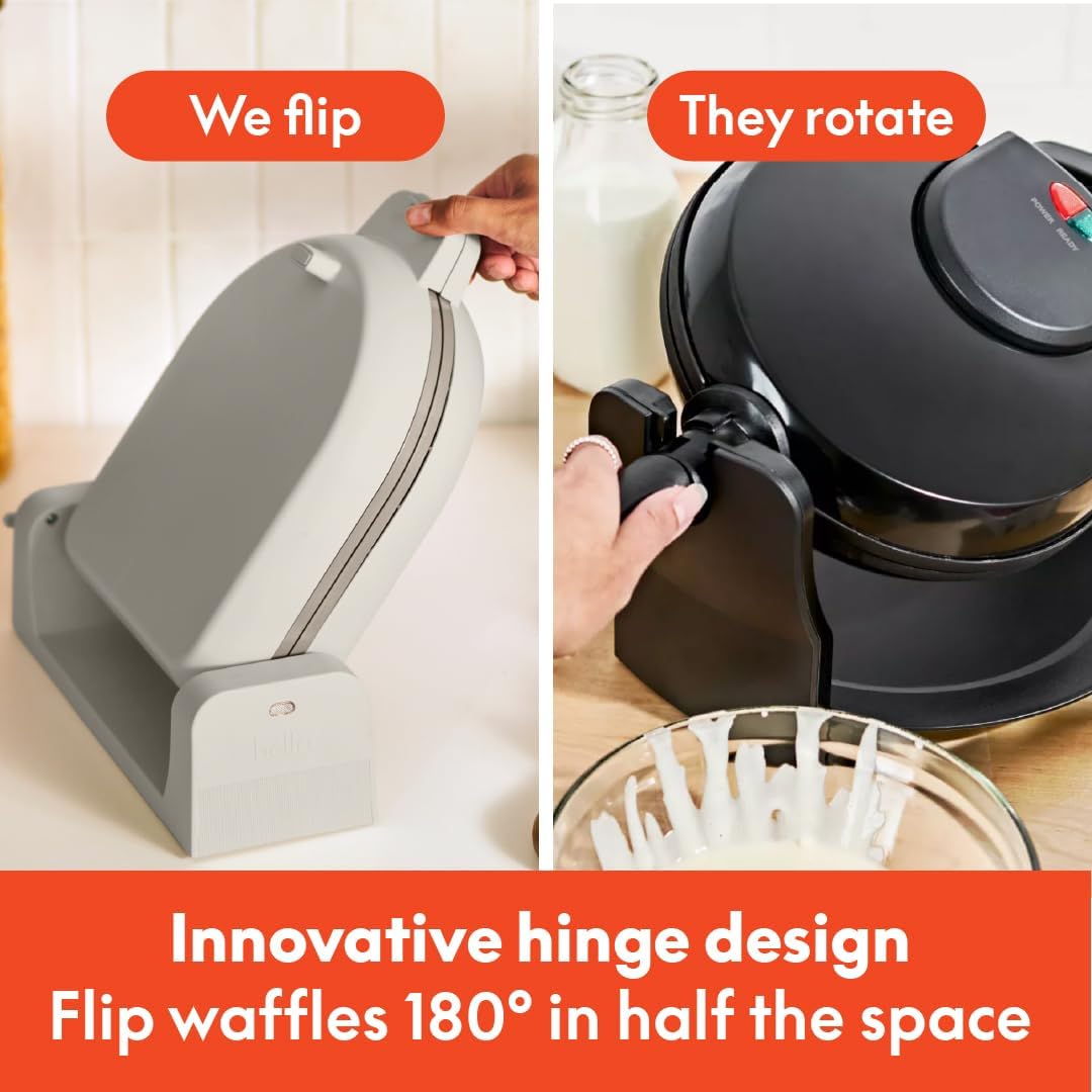 BELLA Flip & Store Belgian Waffle Maker – 1000W, Ceramic Nonstick, Compact Upright Storage