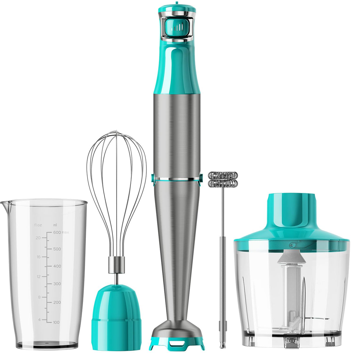 Turelar 1100W Immersion Blender Set – 5-Speed Hand Blender with Whisk, Frother & Food Processor, BPA-Free