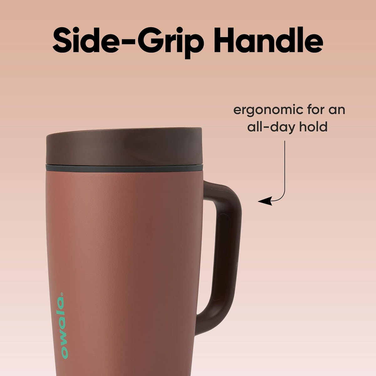 Owala SmoothSip Slider Stainless Steel Insulated Travel Mug with handle