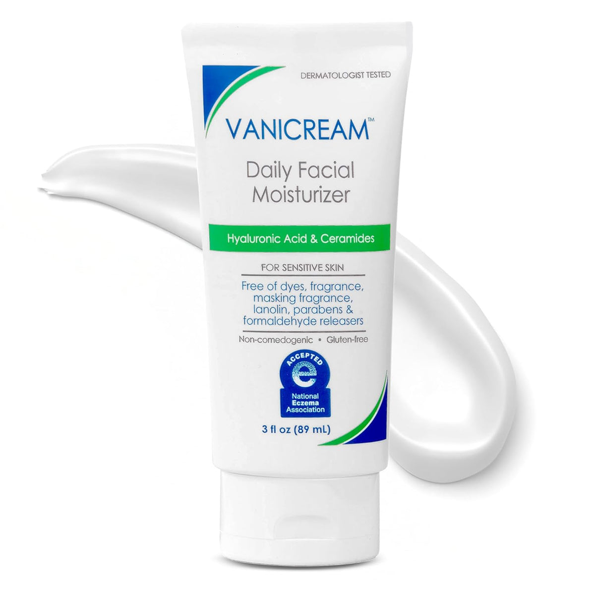 Vanicream Daily Facial Moisturizer – Ceramides, Hyaluronic Acid & Squalane, Fragrance-Free, 3 fl oz