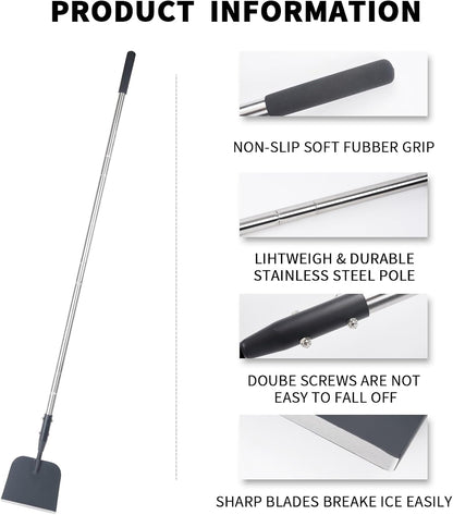 Flat Shovel with Adjustable Stainless Steel Handle – Carbon Steel Blade, Snow, Weeding & Earthwork