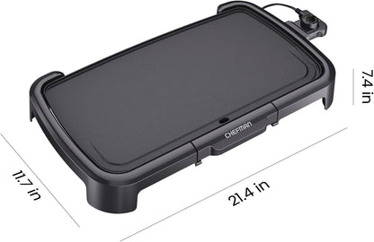 Chefman XL Nonstick Electric Griddle – 10"×20" Surface, 200–420°F, Dishwasher Safe, 1500W