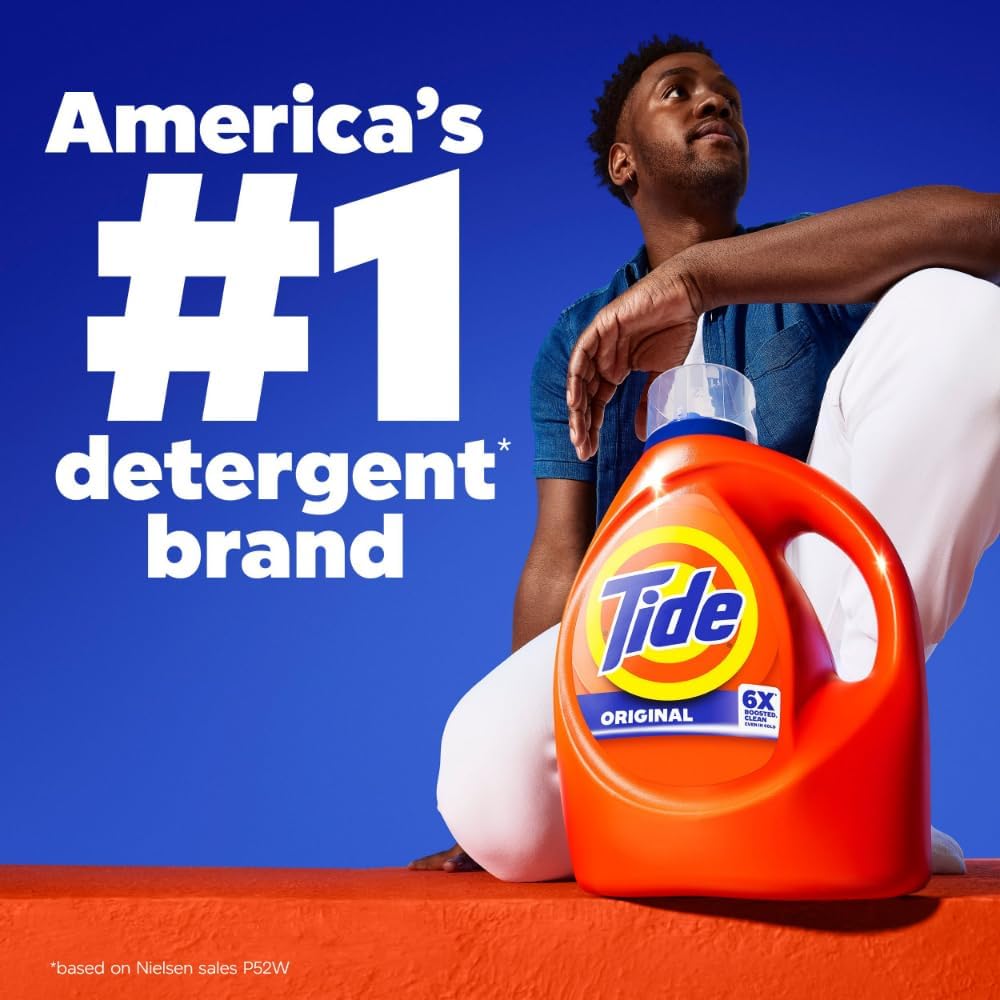 Tide Original Scent Liquid Laundry Detergent – 6X Cleaning Boost, 4X Cleaner, Fights 100% of Stains