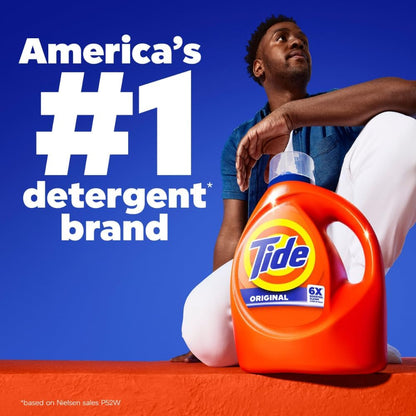 Tide Original Scent Liquid Laundry Detergent – 6X Cleaning Boost, 4X Cleaner, Fights 100% of Stains