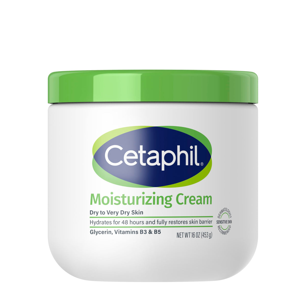 Cetaphil Moisturizing Cream for Dry to Very Dry Skin – 48-Hour Hydration, Fragrance-Free, 16 fl oz