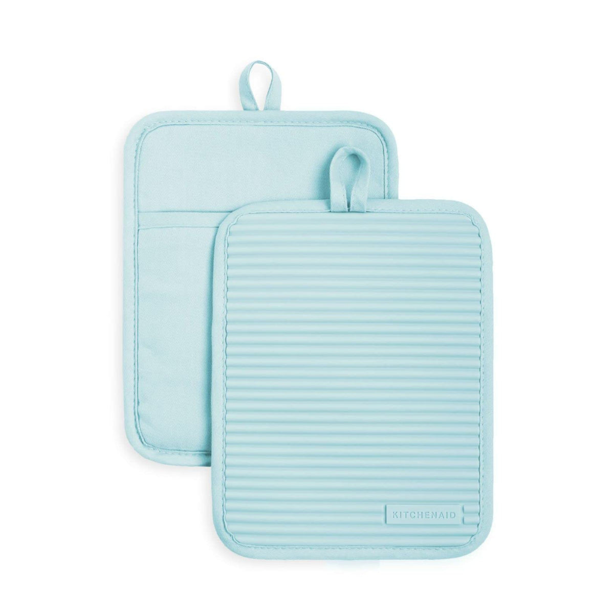 KitchenAid Ribbed Soft Silicone Pot Holder Set of 2 – Heat Resistant to 500°F, Waterproof, 7"×9"