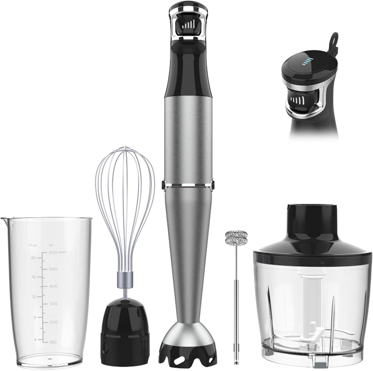 Turelar 1100W Immersion Blender Set – 5-Speed Hand Blender with Whisk, Frother & Food Processor, BPA-Free