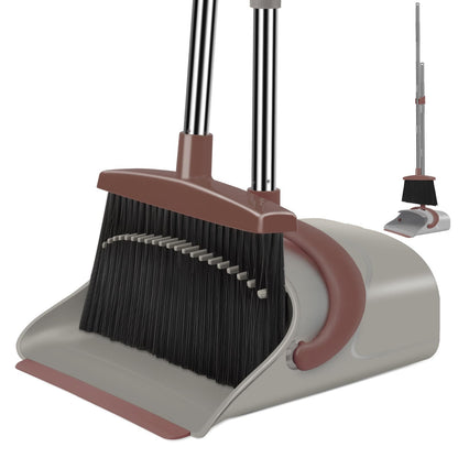 Broom & Dustpan Set with Adjustable Handle – Step-On Dustpan & Hair-Removing Comb Teeth