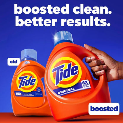 Tide Original Scent Liquid Laundry Detergent – 6X Cleaning Boost, 4X Cleaner, Fights 100% of Stains