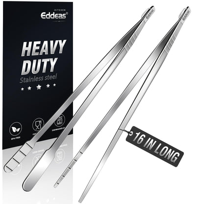 EDDEAS Stainless Steel Kitchen Tongs Set – Heat Resistant to 600°F, Locking, Set of 3 (7", 9", 12")