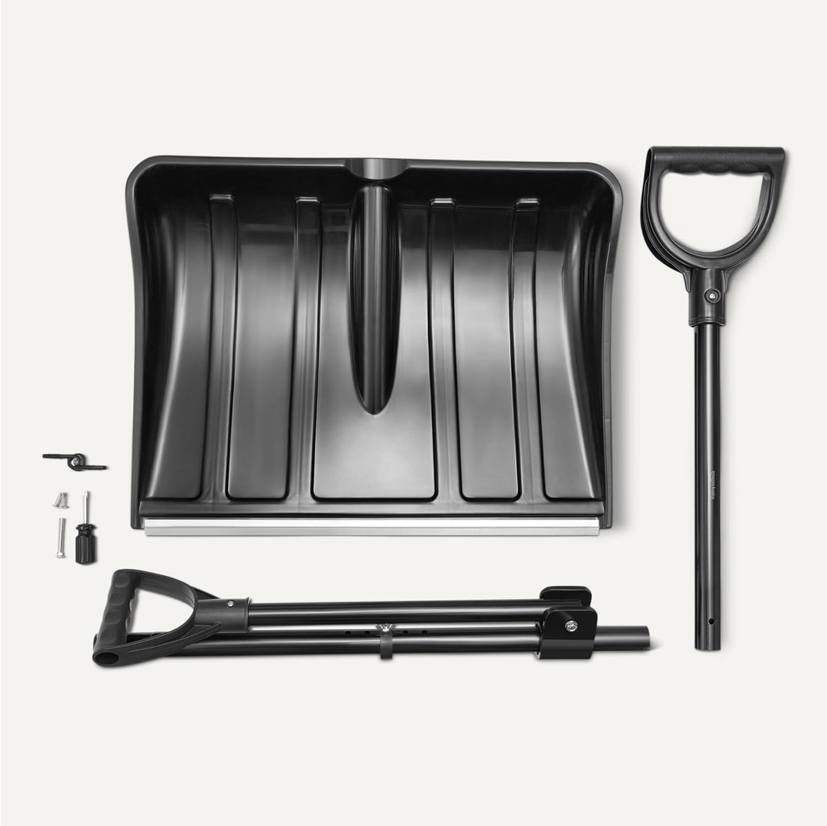 Amazon Basics 50" Ergonomic Snow Shovel – Dual-Handle, Heavy-Duty Polymer Head, Aluminum Wear Strip