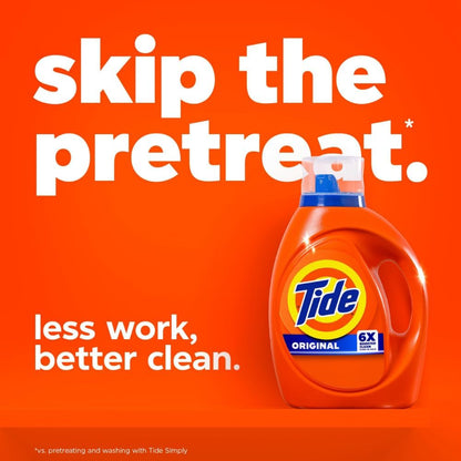 Tide Original Scent Liquid Laundry Detergent – 6X Cleaning Boost, 4X Cleaner, Fights 100% of Stains