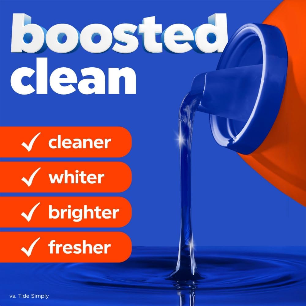 Tide Original Scent Liquid Laundry Detergent – 6X Cleaning Boost, 4X Cleaner, Fights 100% of Stains