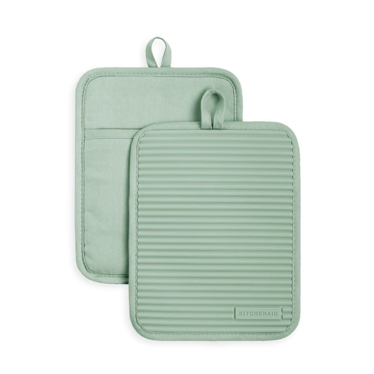 KitchenAid Ribbed Soft Silicone Pot Holder Set of 2 – Heat Resistant to 500°F, Waterproof, 7"×9"
