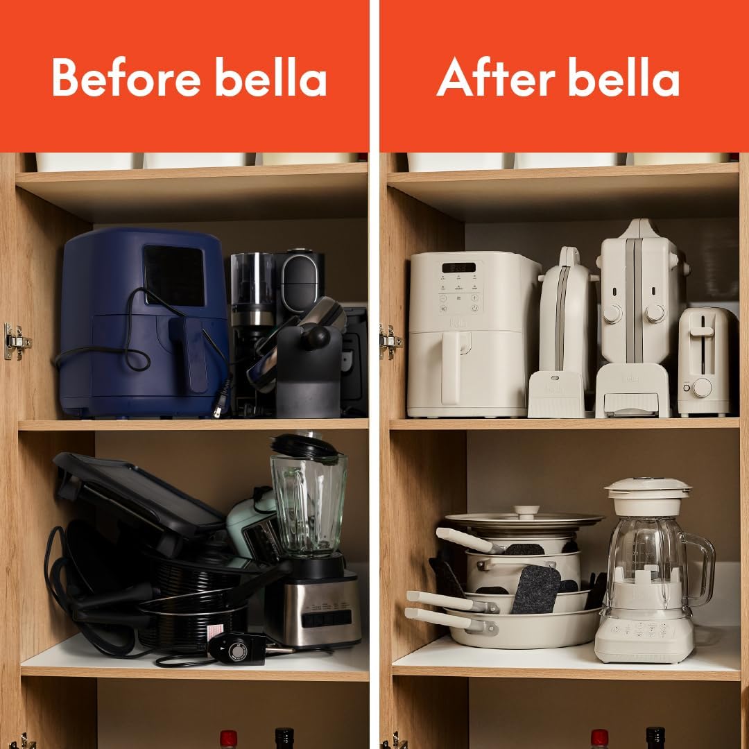 BELLA Flip & Store Belgian Waffle Maker – 1000W, Ceramic Nonstick, Compact Upright Storage