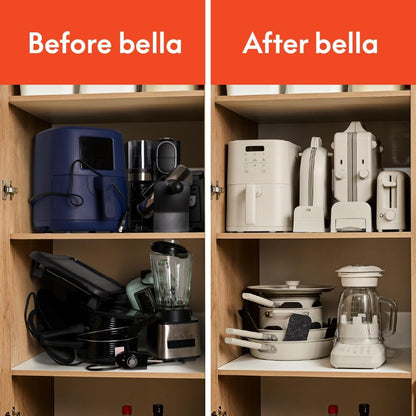 BELLA Flip & Store Belgian Waffle Maker – 1000W, Ceramic Nonstick, Compact Upright Storage