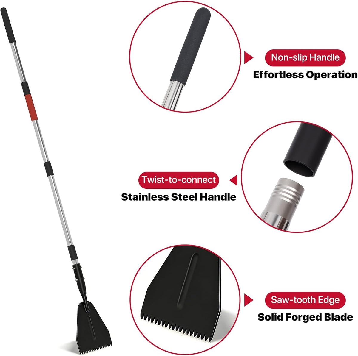 62" Serrated Ice Scraper & Chopper – Forged Steel Blade, Breaks Through Thick Ice on Driveways