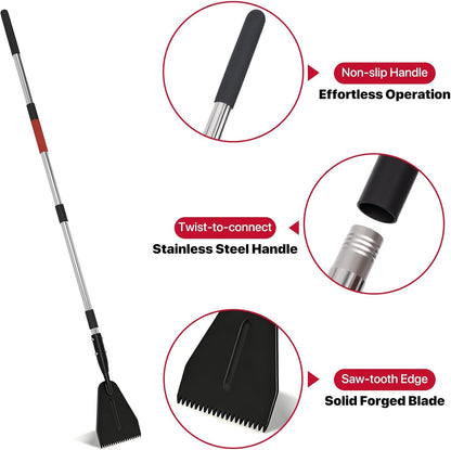62" Serrated Ice Scraper & Chopper – Forged Steel Blade, Breaks Through Thick Ice on Driveways