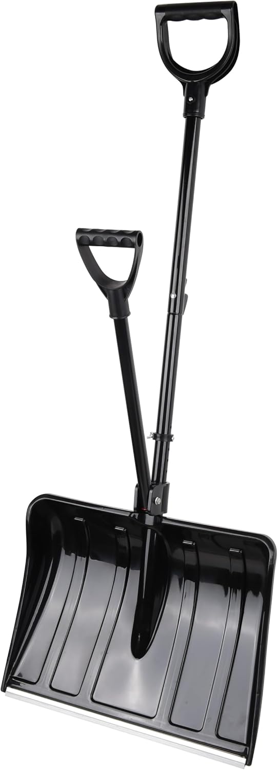 Amazon Basics 50" Ergonomic Snow Shovel – Dual-Handle, Heavy-Duty Polymer Head, Aluminum Wear Strip