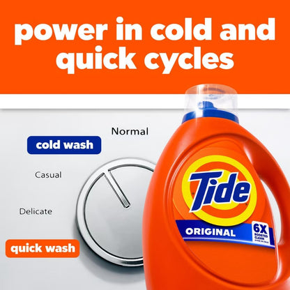 Tide Original Scent Liquid Laundry Detergent – 6X Cleaning Boost, 4X Cleaner, Fights 100% of Stains